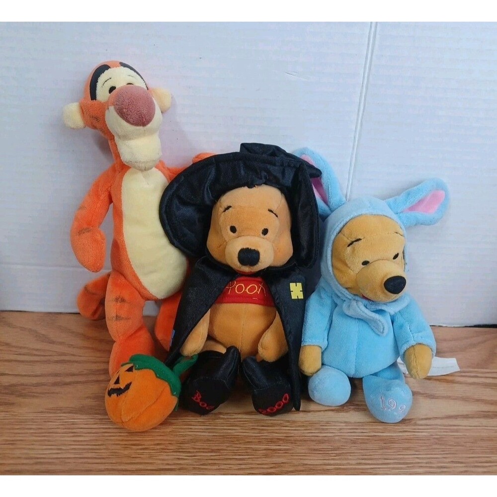 Vtg Lot 3 Disney Store Winnie the Pooh & Friends 8" Mini Bean Bag Plush Toys